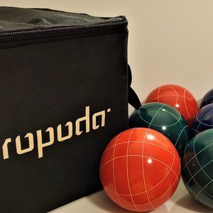 Ropoda 90Mm Bocce Ball Set with 8 Balls, Pallino, Case and Measuring Rope